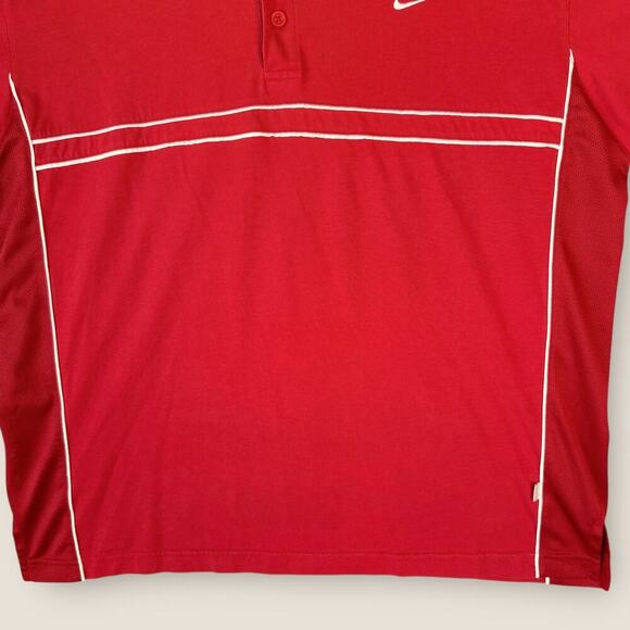 Nike Dry Fit Short Sleeves Cotton Meshed Knit Golf Polo Shirt Men Size L Red - Picture 4 of 12